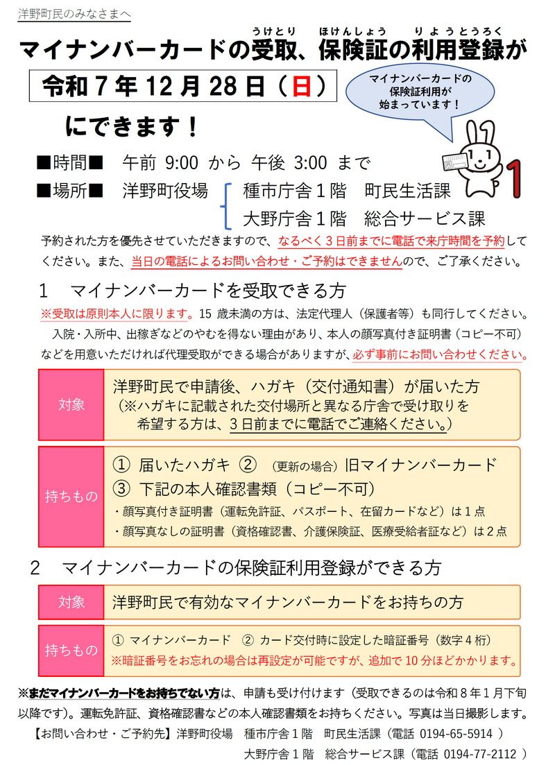 R7年12月日曜開庁 R7年12月日曜開庁